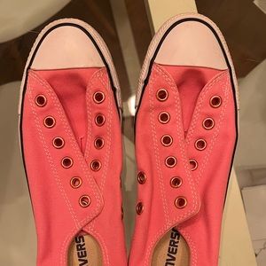 Made to order pink chuck taylors w/ pink lace holes